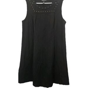 INC Black Studded Neckline Sheath Dress PLUS 2X Moto Goth Side Zip WHIMSIGOTH